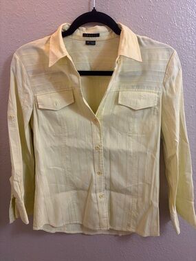 Theory Pale Yellow Button-Down Shirt with Chest Flaps